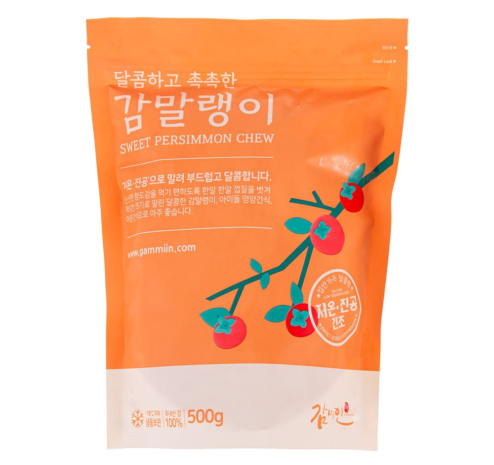Persimmon Miin Dalkomhago Moist Persimmon Malraeng , 500 g, 1 Pack (감미인 달콤하고 촉촉한 감말랭이, 500g, 1개)