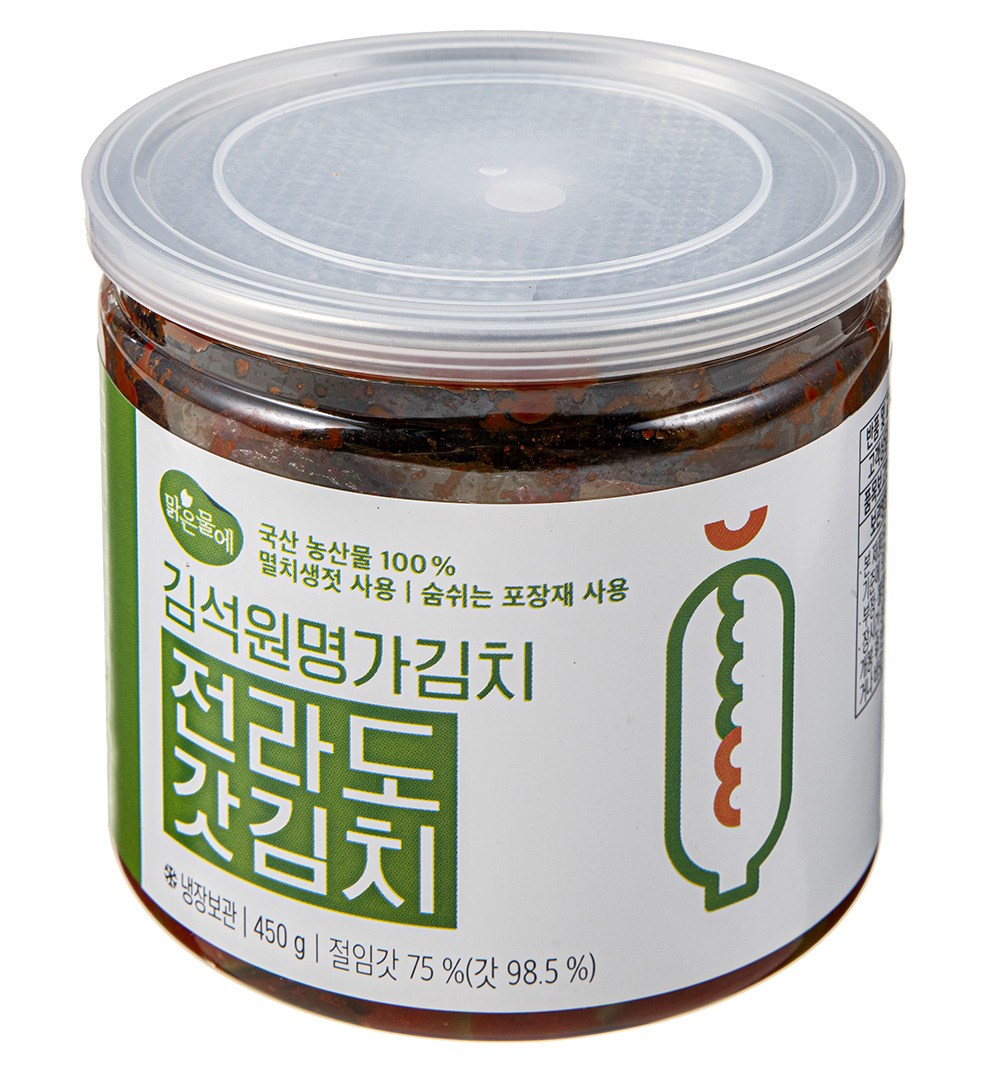 Clear Water Gimseokwon Myeongga Kimchi Jeonra Mustard Greens Kimchi , 450 g, 1 Pack (맑은물에 김석원 명가김치 전라도 갓김치, 450g, 1개)