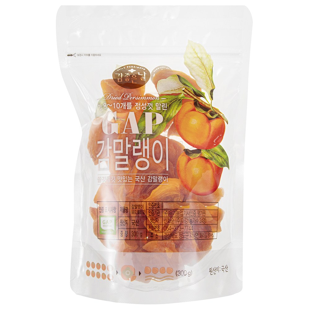 Persimmon Joheunnal GAP Injeung Persimmon Malraeng ( Frozen ), 300 g, 1 Pack (감좋은날 GAP 인증 감말랭이 (냉동), 300g, 1개)