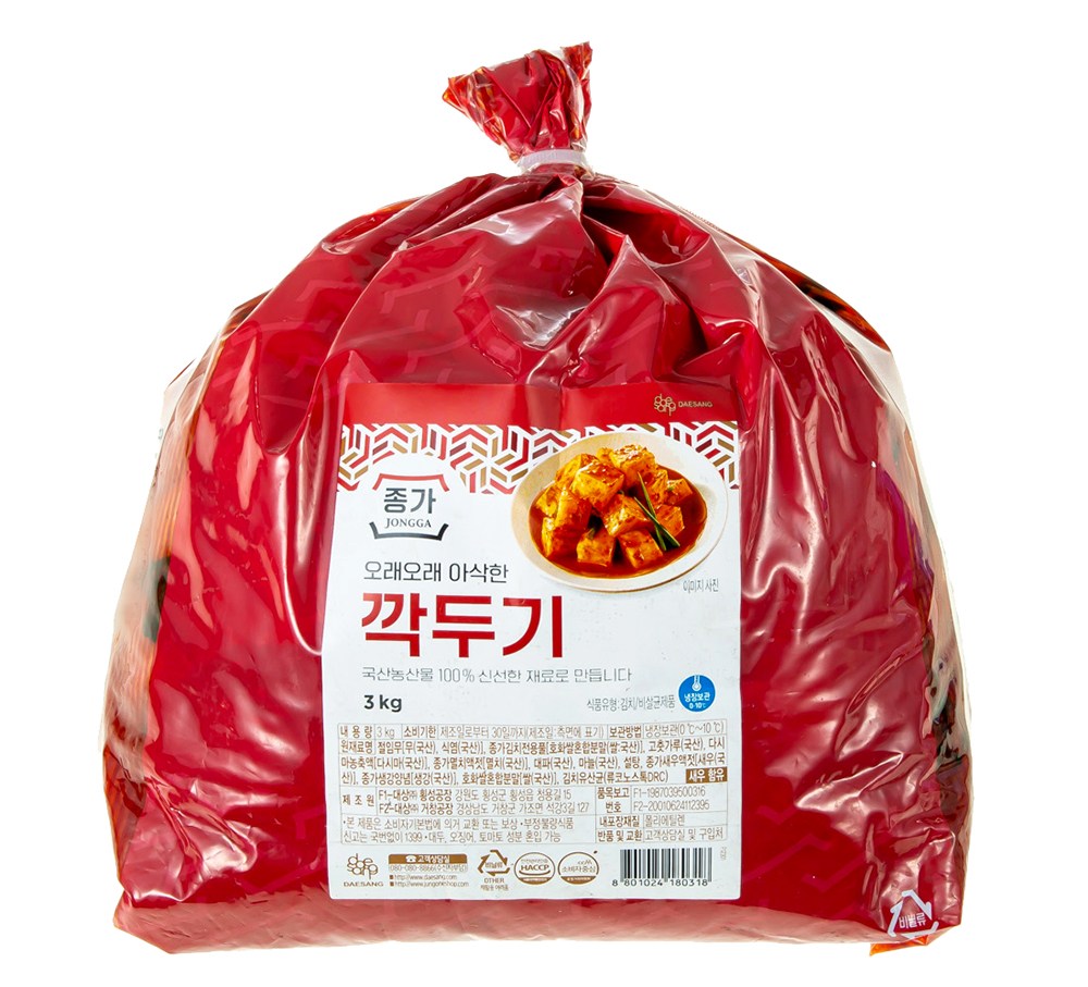 Jongga Oraeorae Crunchy Kkakdugi , 3 kg, 1 Pack (종가 오래오래 아삭한 깍두기, 3kg, 1개)