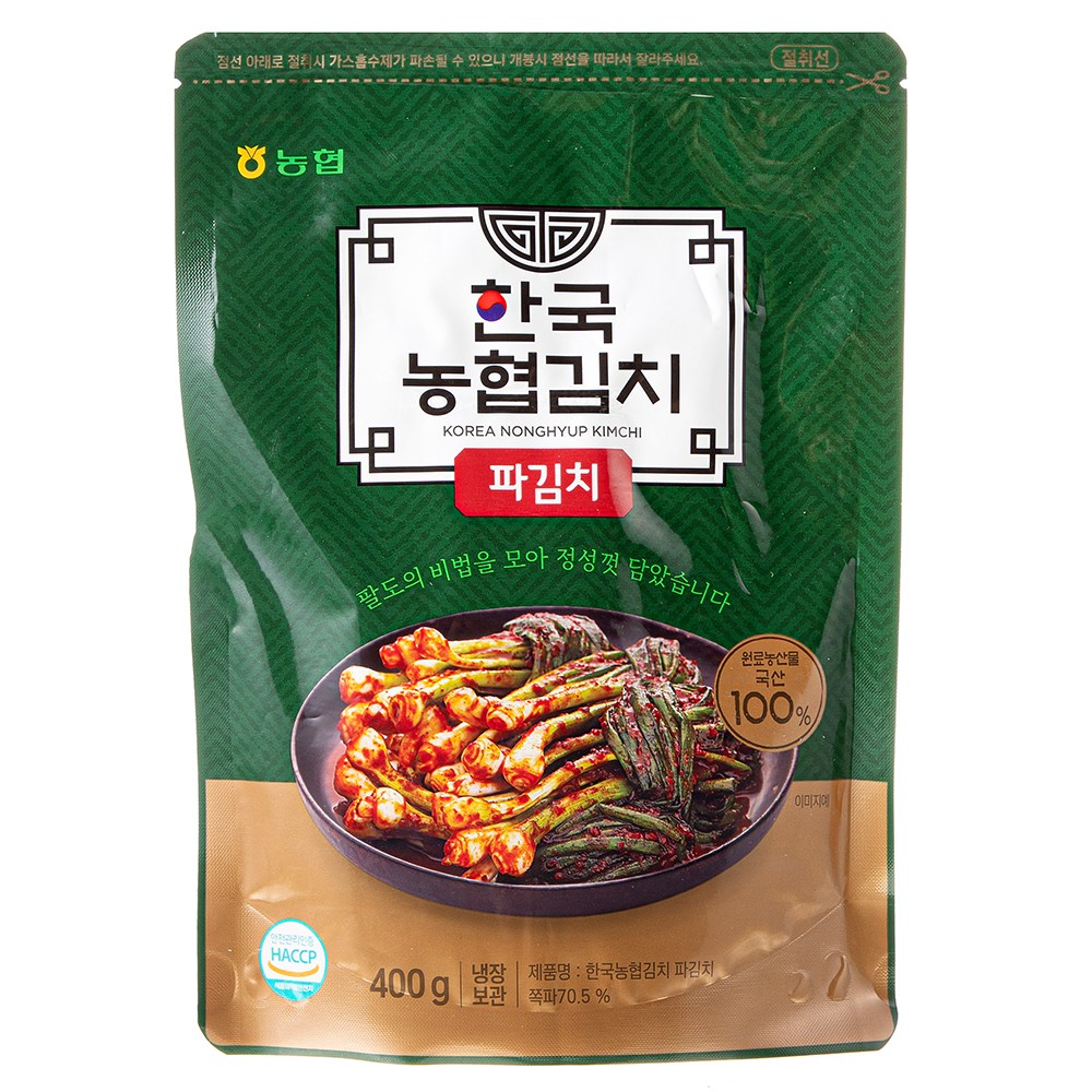 Guk Nonghyup Kimchi Pa Kimchi , 400 g, 1 Pack (한국농협김치 파김치, 400g, 1개)