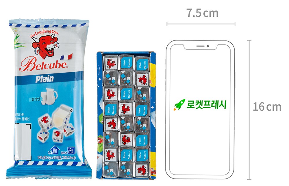 Raepingkau Belkyubeu Plain , 5.2 g, 2 4 Pack Pack , 1 Pack (래핑카우 벨큐브 플레인, 5.2g, 24개입, 1개)