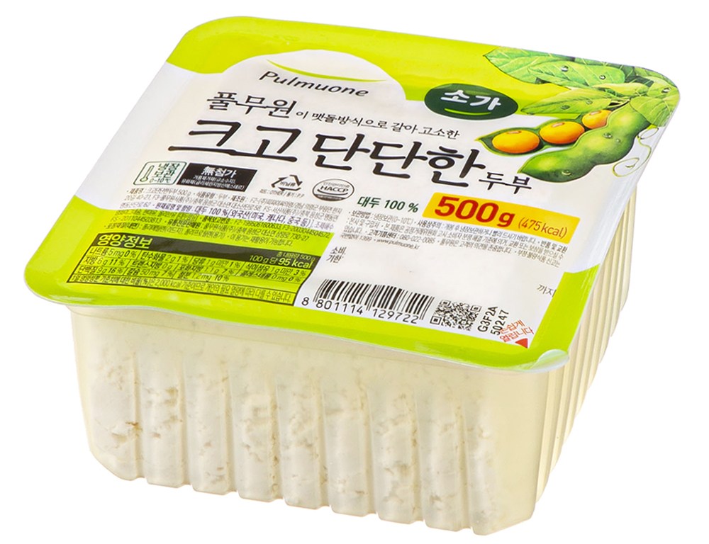 Pulmuone Big Firm Tofu , 500 g, 1 Pack (풀무원 크고 단단한 두부, 500g, 1개)