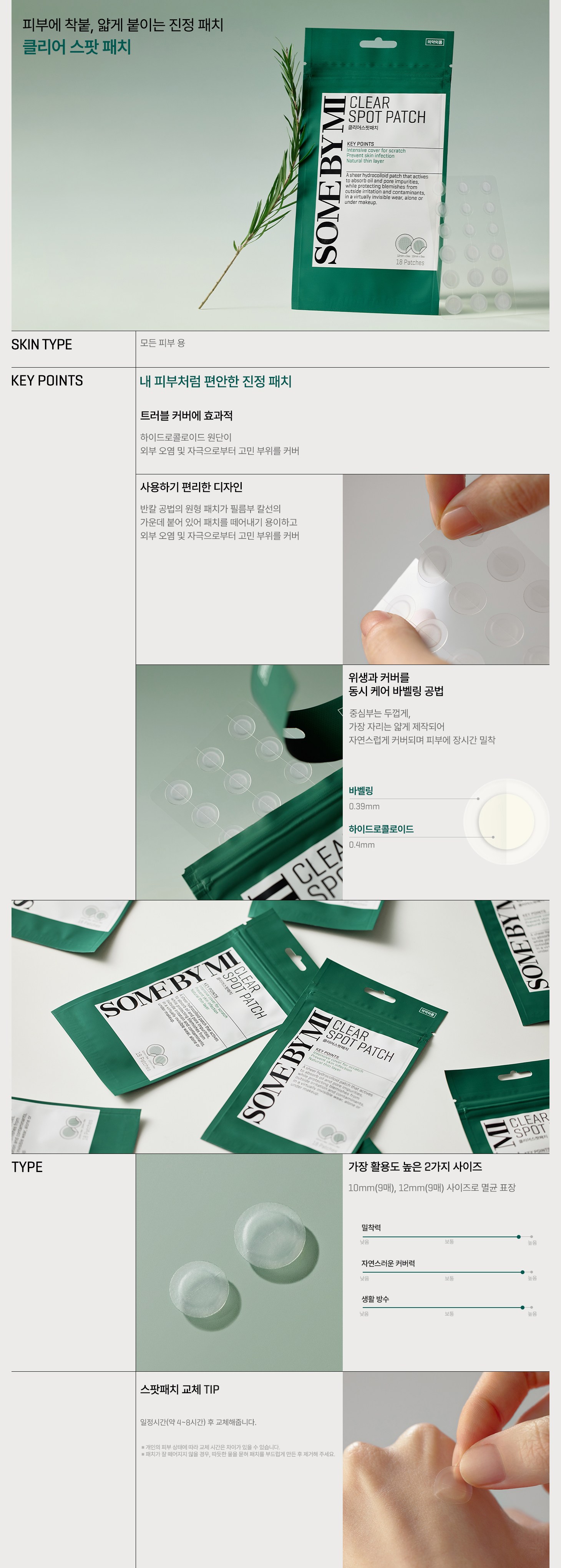 Some By Mi Clear Spot Paechi 2 Types x 9 p Set , 1 Pack , 1 Pack (썸바이미 클리어 스팟 패치 2종 x 9p 세트, 1개, 1개)