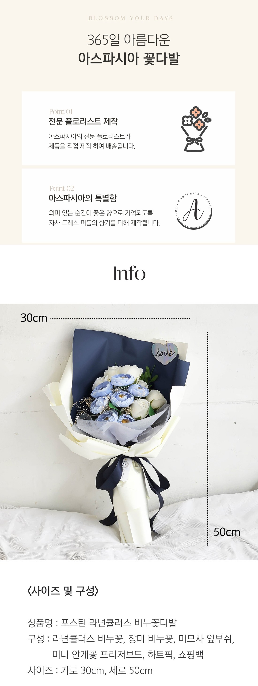 Aseupasia Binukkot Packets Seutin Raneonkyulreoseu Kkotdabal + Syopingbaek , Blue , 1 Pack (아스파시아 비누꽃 포스틴 라넌큘러스 꽃다발+ 쇼핑백, 블루, 1개)