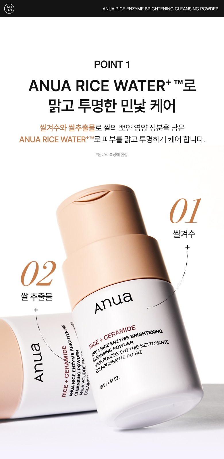 Anua Rice Beu Lightning Hyoso Cleansing Powder , 1 Pack , 40 g (아누아 라이스 브라이트닝 효소 클렌징 파우더, 1개, 40g)