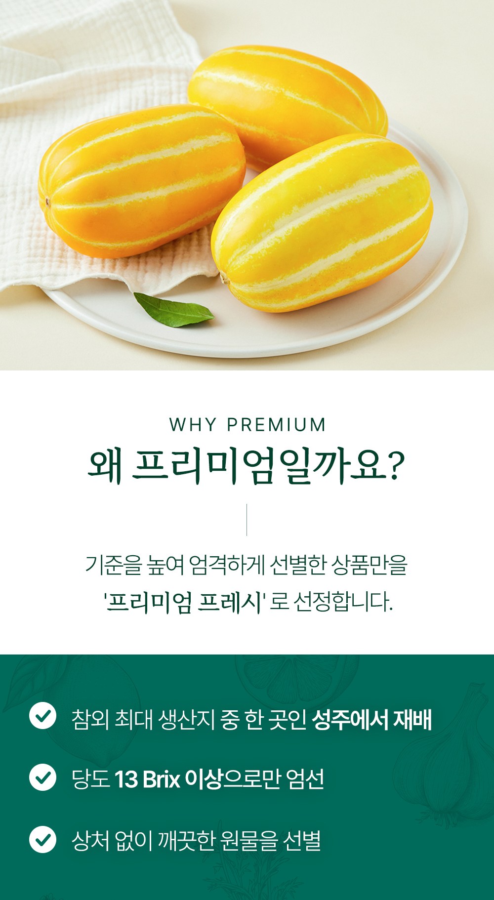 Korean Melon 3 Pack , 900 g, 1 Pack (프리미엄 참외 3입, 900g, 1개)