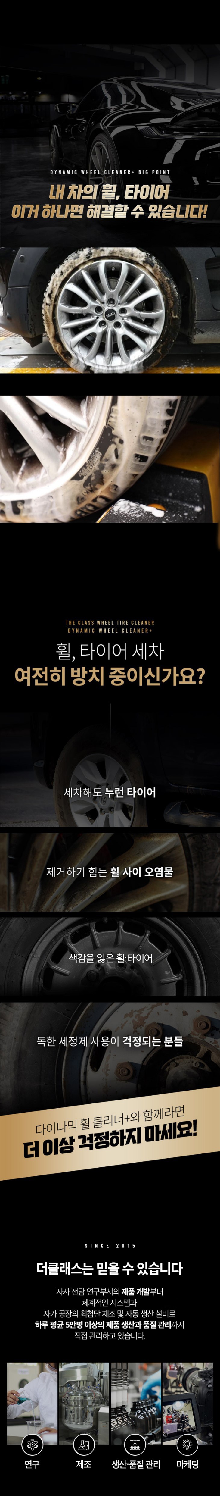 Deokeulraeseu Danamik Hwil Keulrineo Taeo Galbyeon Mit Hwil Set Jeongje , 500 ml, 2 Pack (더클래스 다이나믹 휠 클리너 타이어 갈변 및 휠세정제, 500ml, 2개)
