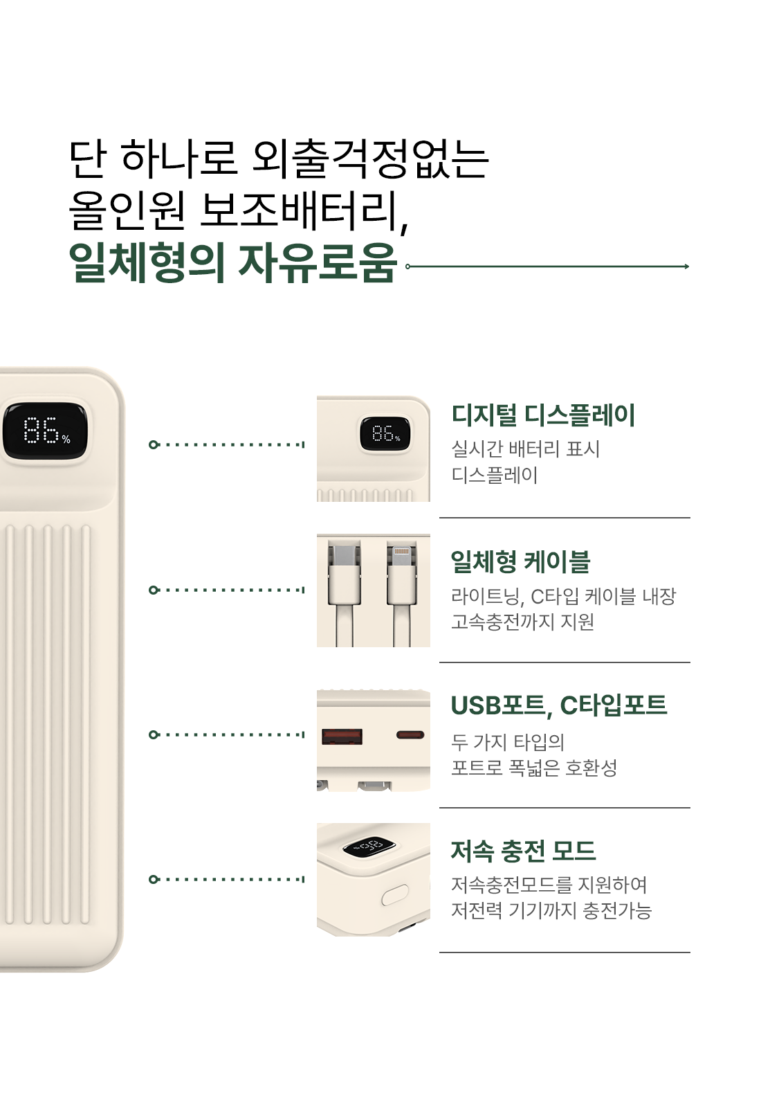 Bauato Packets Ketswil Gosok Pack Chulryeok Cable Chehyeong Mini Large Size Nanyeon Bojo Pear Teori 20000 mAh USB-C Aepeul 8 Pin PD 22.5 W, Abori (바우아토 포켓쉴 고속 입출력 케이블 일체형 미니 대용량 난연 보조배터리 20000mAh C타입 애플8핀 PD 22.5W, 아이보리)