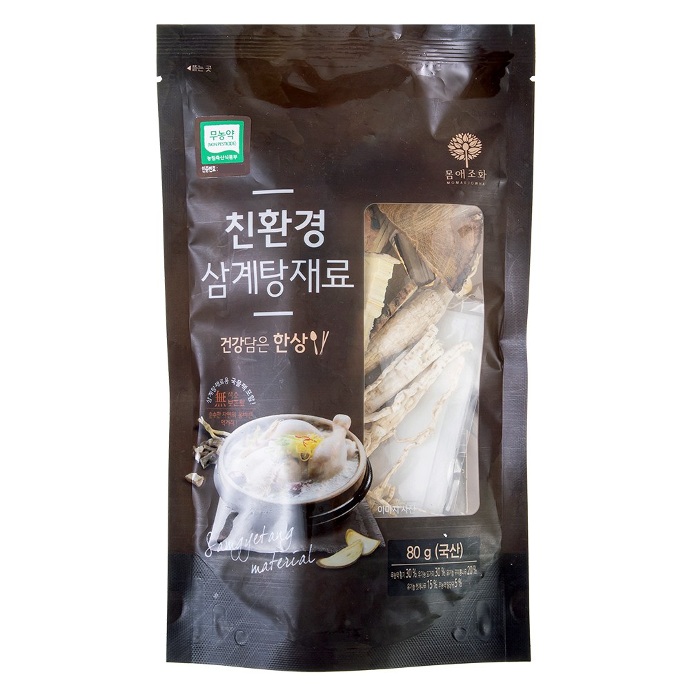 Momaejohwa Eco-friendly Samgyetang Jaeryo , 80 g, 1 Pack (몸애조화 친환경 삼계탕 재료, 80g, 1개)