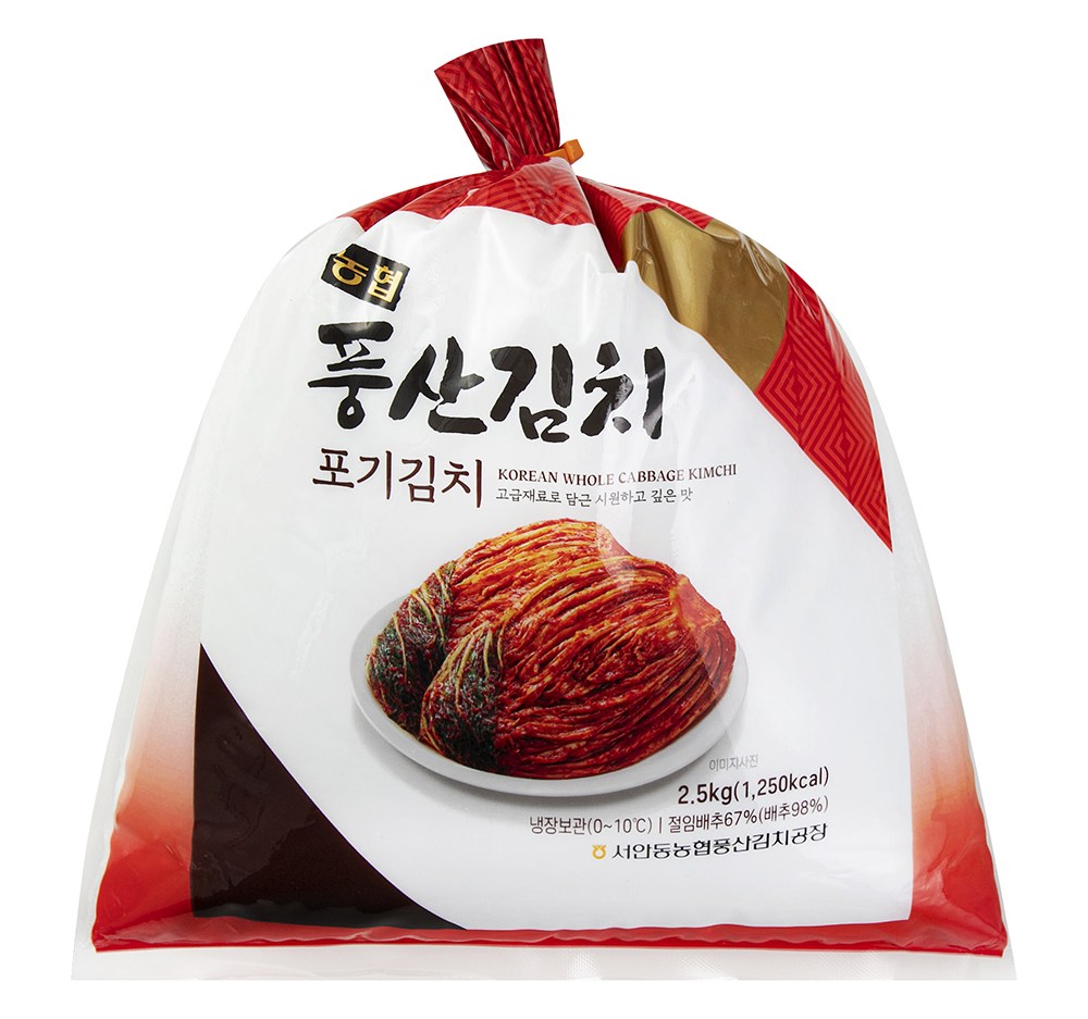 Pungsan Whole Napa Kimchi , 2.5 kg, 1 Pack (풍산 포기김치, 2.5kg, 1개)