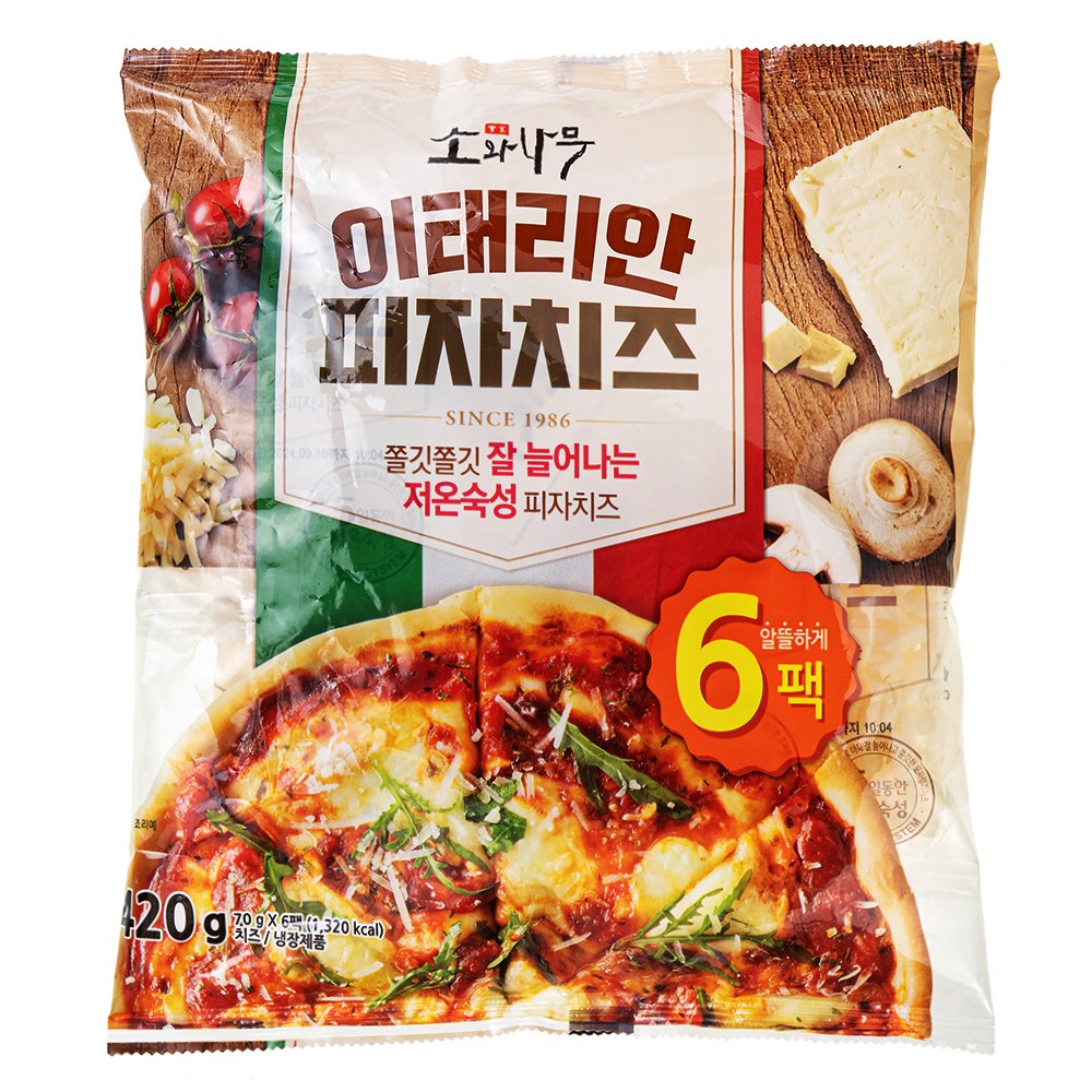 Sonamu Taerian Pija Cheese , 70 g, 1 Pack , 6 Pack (소와나무 이태리안 피자치즈, 70g, 1개, 6개입)