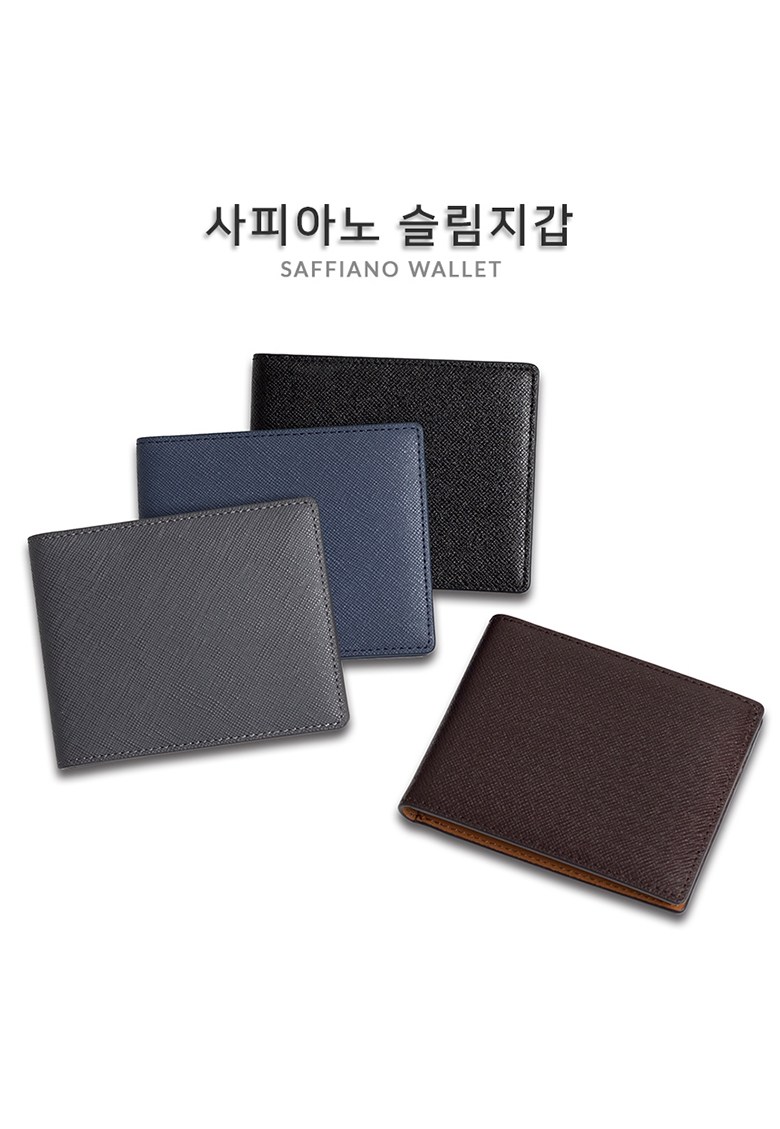 BLANC FLEUR 男士Saffiano 纖薄短夾- 錢包| 酷澎