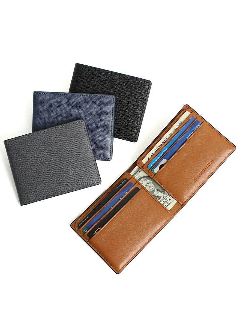 BLANC FLEUR 男士Saffiano 纖薄短夾- 錢包| 酷澎