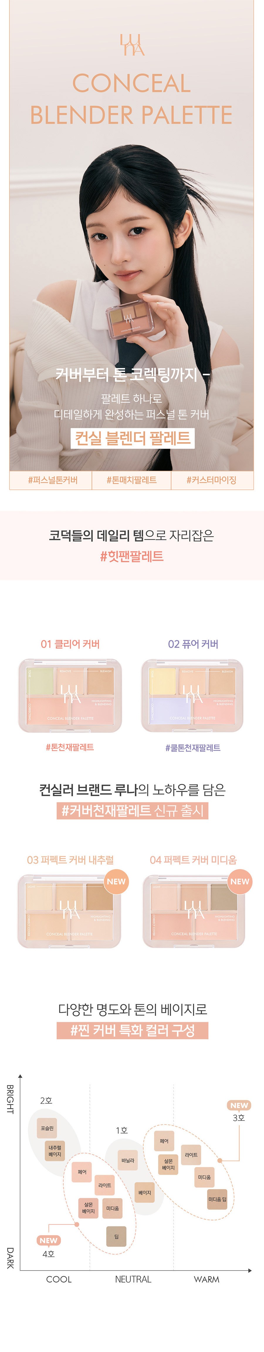 Runa Keonsil Beulrendeo Palreteu 6 g, 1 Pack , 1 Ho Clear Keobeo (루나 컨실 블렌더 팔레트 6g, 1개, 1호 클리어 커버)