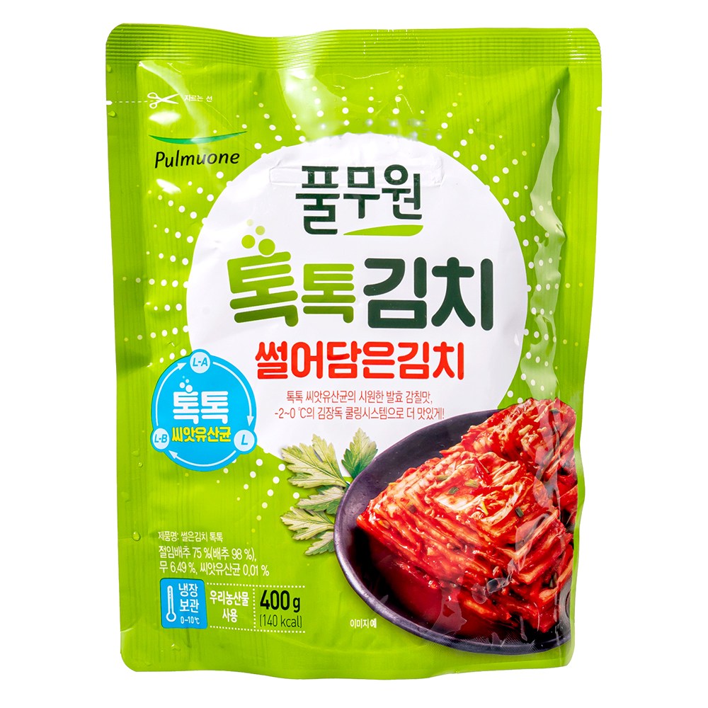 Pulmuone Pulmuone Toktok Sseoleun Kimchi , 400 g, 1 Pack (풀무원 풀무원 톡톡 썰은김치, 400g, 1개)