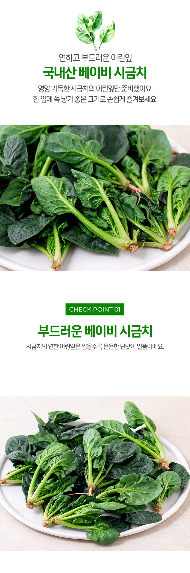 Domestic Baby Sigeumchi , 100 g, 1 Pack (국내산 베이비 시금치, 100g, 1개)