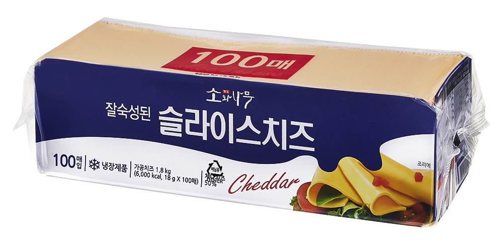 Sonamu Jal Sukseongdoen Seul Rice Cheese 100 Sheets Pack , 18 g, 1 Pack , 100 Pack (소와나무 잘 숙성된 슬라이스 치즈 100매입, 18g, 1개, 100개입)
