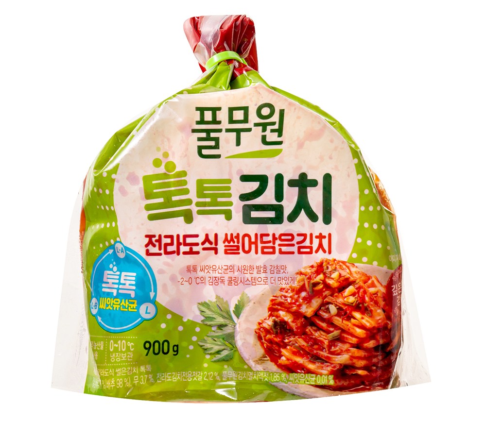 Pulmuone Toktok Jeonrasik Sseoleun Kimchi , 900 g, 1 Pack (풀무원 톡톡 전라도식 썰은김치, 900g, 1개)