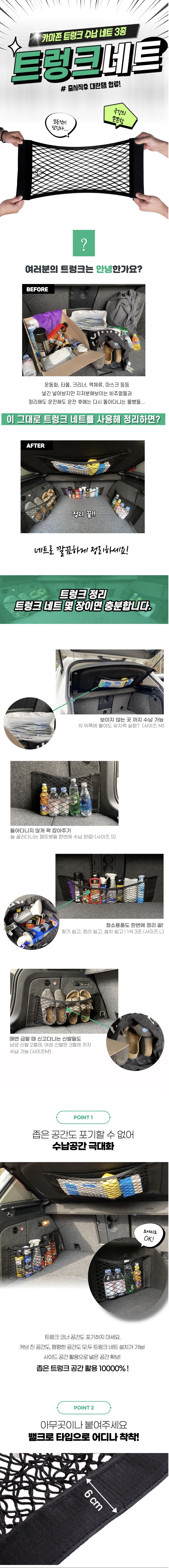 Kamajon Charyangyong Teureongkeu Sunap Teu 2 Types Set , 1 Set (카마존 차량용 트렁크 수납 네트 2종 세트, 1세트)