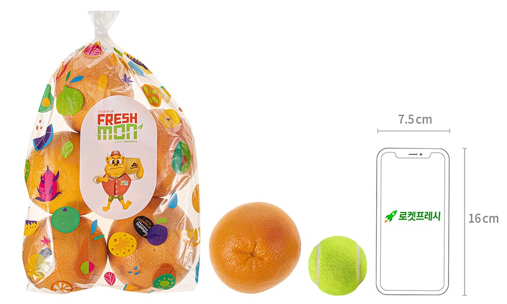 Peuresimon Jamong , 2 kg, 1 Pack (프레시몬 자몽, 2kg, 1개)