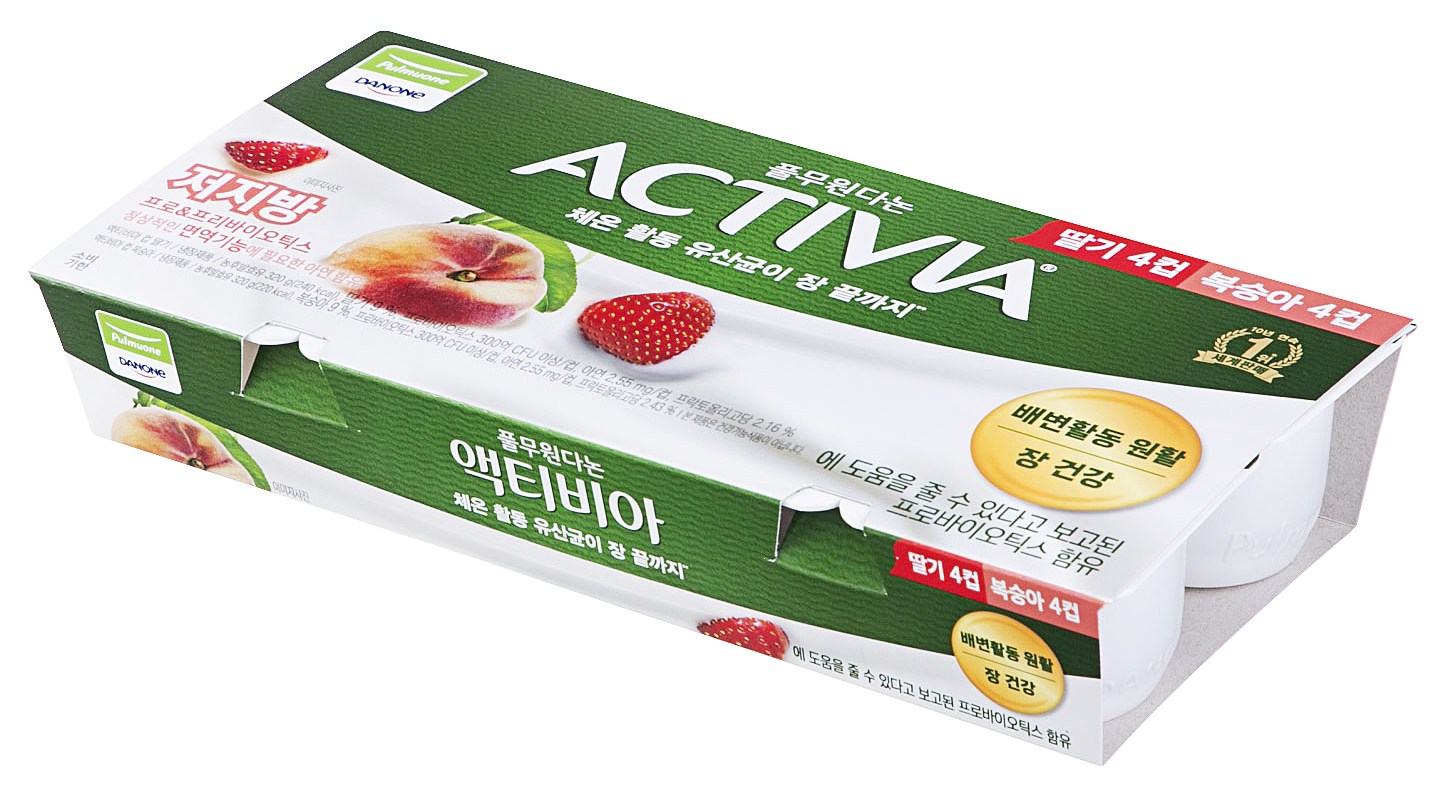 Pulmuone Danon Aektibia Strawberry 80 g x 4 Pack + Peach 80 g x 4 Pack , 8 Pack , 1 Set (풀무원다논 액티비아 딸기 80g x 4개 + 복숭아 80g x 4개, 8개입, 1세트)