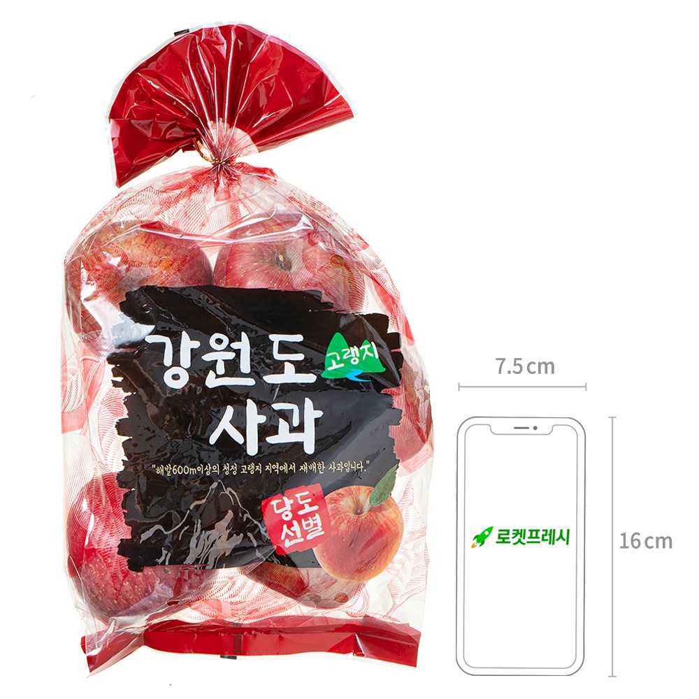 Dajoeun Gangwon Goraengji Sweetness Seonbyeol Apple , 1.5 kg( Jung , 6~7 Pack ), 1 Pack (다조은 강원도 고랭지 당도선별 사과, 1.5kg(중과, 6~7입), 1개)