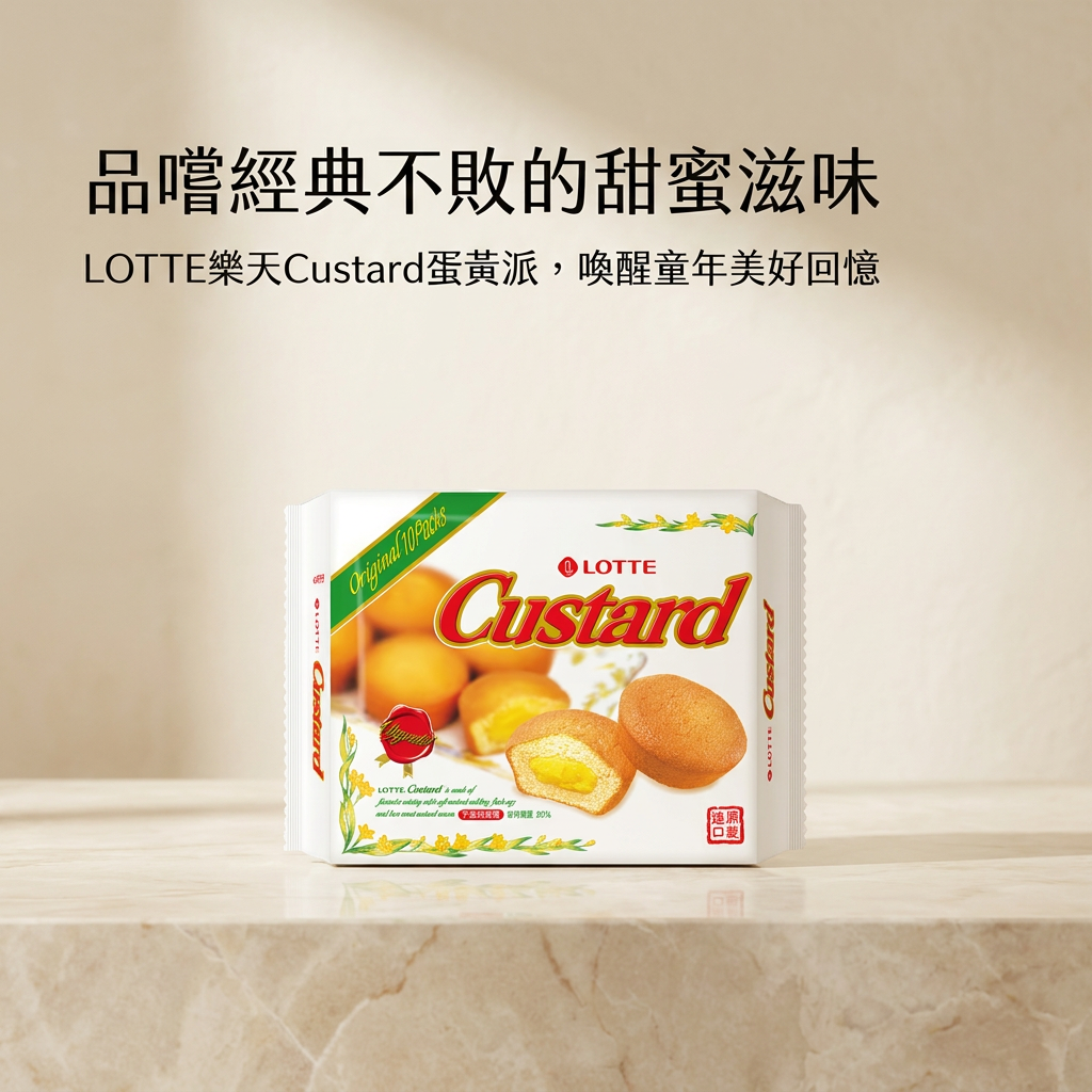 LOTTE 樂天 Custard 蛋黃派評價:童年系下午茶點心,8袋80顆到底值不值得買? (3/9)