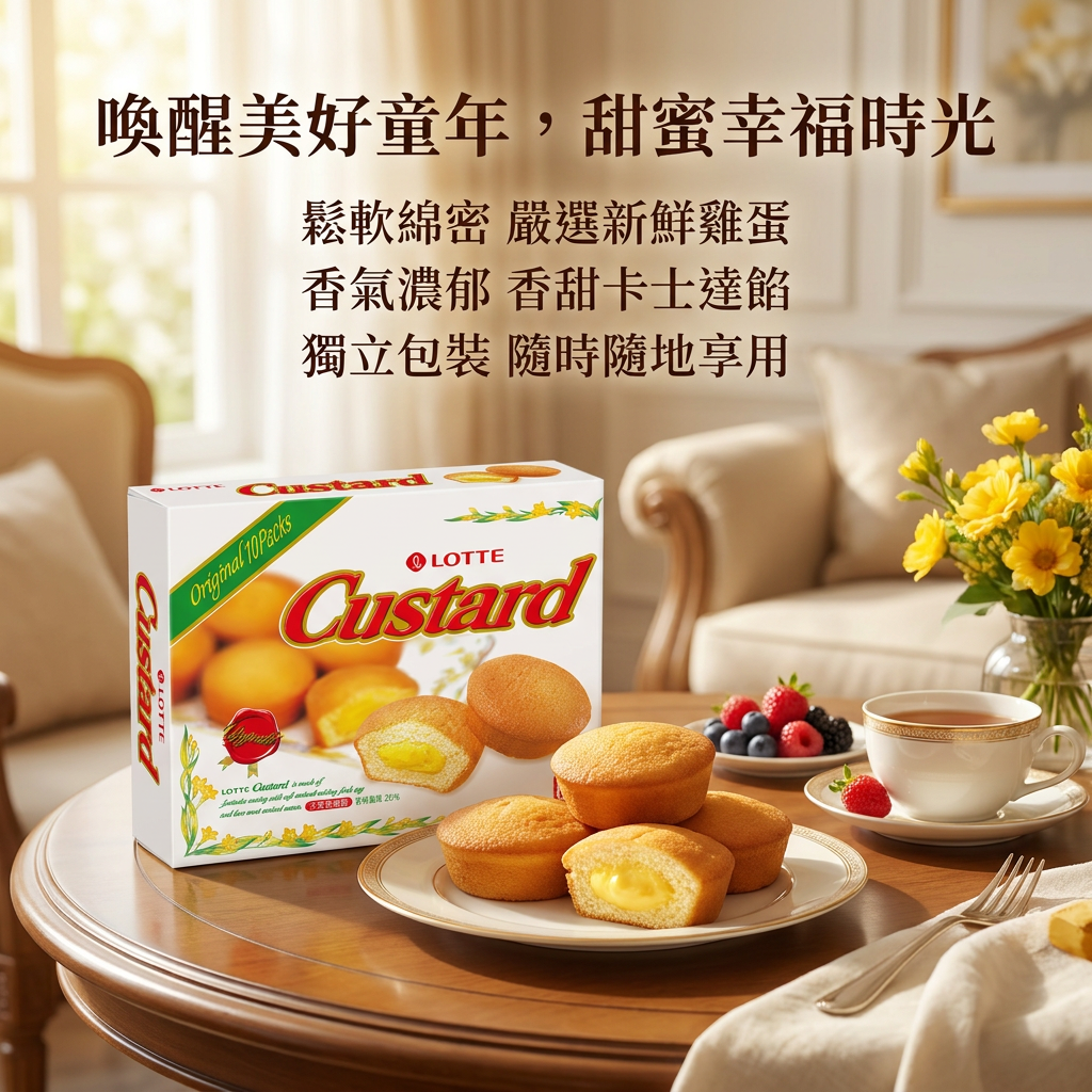 LOTTE 樂天 Custard 蛋黃派評價:童年系下午茶點心,8袋80顆到底值不值得買? (4/9)