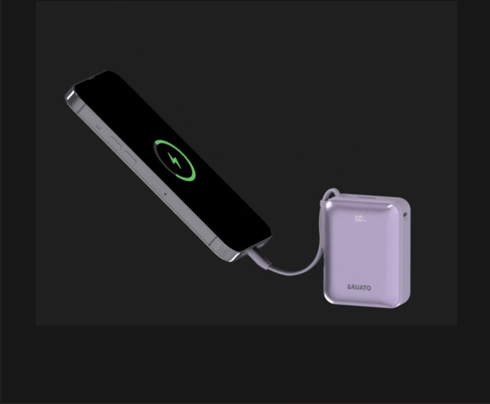 Bauato Packets Ketswil Cable Chehyeong Mini Large Size Bojo Pear Teori 10000 mAh USB-C , D-B-0257, Black (바우아토 포켓쉴 케이블 일체형 미니 대용량 보조배터리 10000mAh C타입, D-B-0257, 블랙)