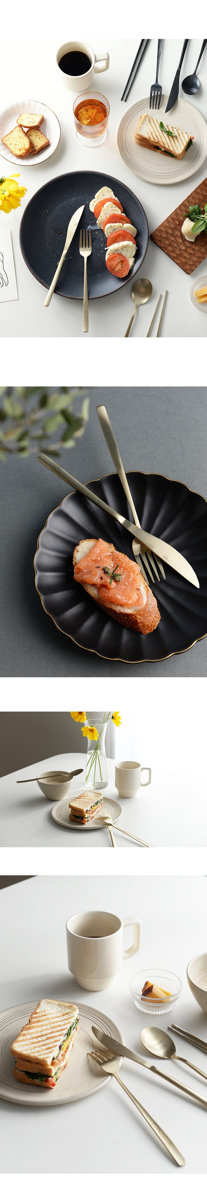 Reuri Modeon Dineo 2 In Keoteureori Set , Black , Seupun 2 p + Fork 2 p + Napeu 2 p + Chopsticks 2 Beol , 8 Pack (르리에 모던 디너 2인 커트러리 세트, 블랙, 스푼 2p + 포크 2p + 나이프 2p + 젓가락 2벌, 8개)