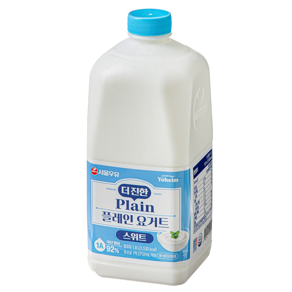 Seoul Milk Deo Jin Seuwiteu Plain Yogurt , 1.8 L, 1 Pack (서울우유 더 진한 스위트 플레인 요거트, 1.8L, 1개)