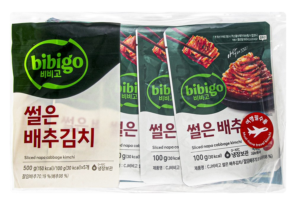 Bibigo Sseoleun Pear Chu Kimchi , 100 g, 5 Pack (비비고 썰은배추김치, 100g, 5개)