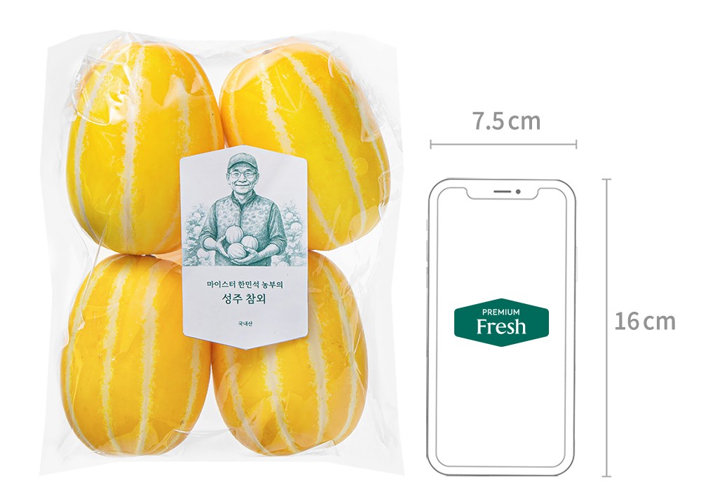 Maseuteo Minseok Nongbu Seongju Korean Melon 4~5 Pack , 1.2 kg, 1 Pack (마이스터 한민석 농부의 성주 참외 4~5입, 1.2kg, 1개)
