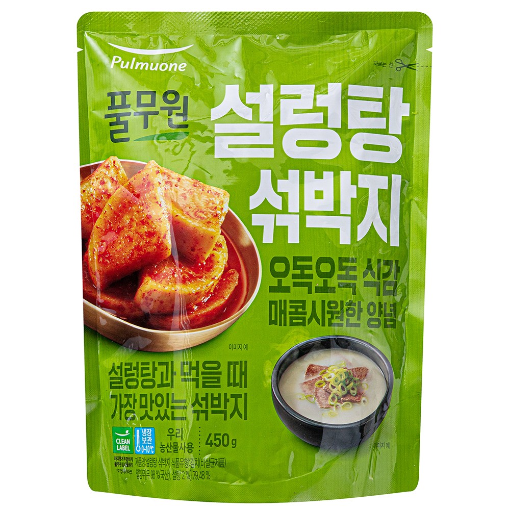 Pulmuone Seolreongtang Seokbakji , 450 g, 1 Pack (풀무원 설렁탕 섞박지, 450g, 1개)