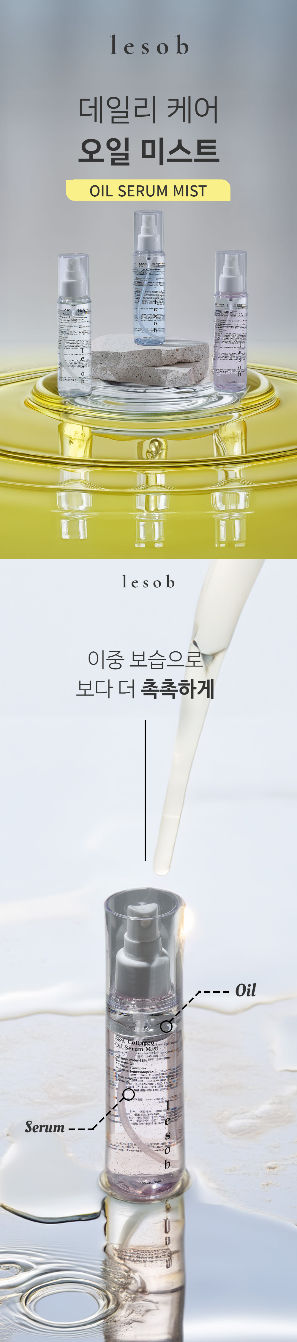 Reusop Matchumhyeong Firming Gwangchae Soothing Seukualran Oil Serum Mist Hialruron , 100 ml, 1 Pack (르솝 맞춤형 탄력 광채 진정 스쿠알란 오일 세럼 미스트 히알루론, 100ml, 1개)