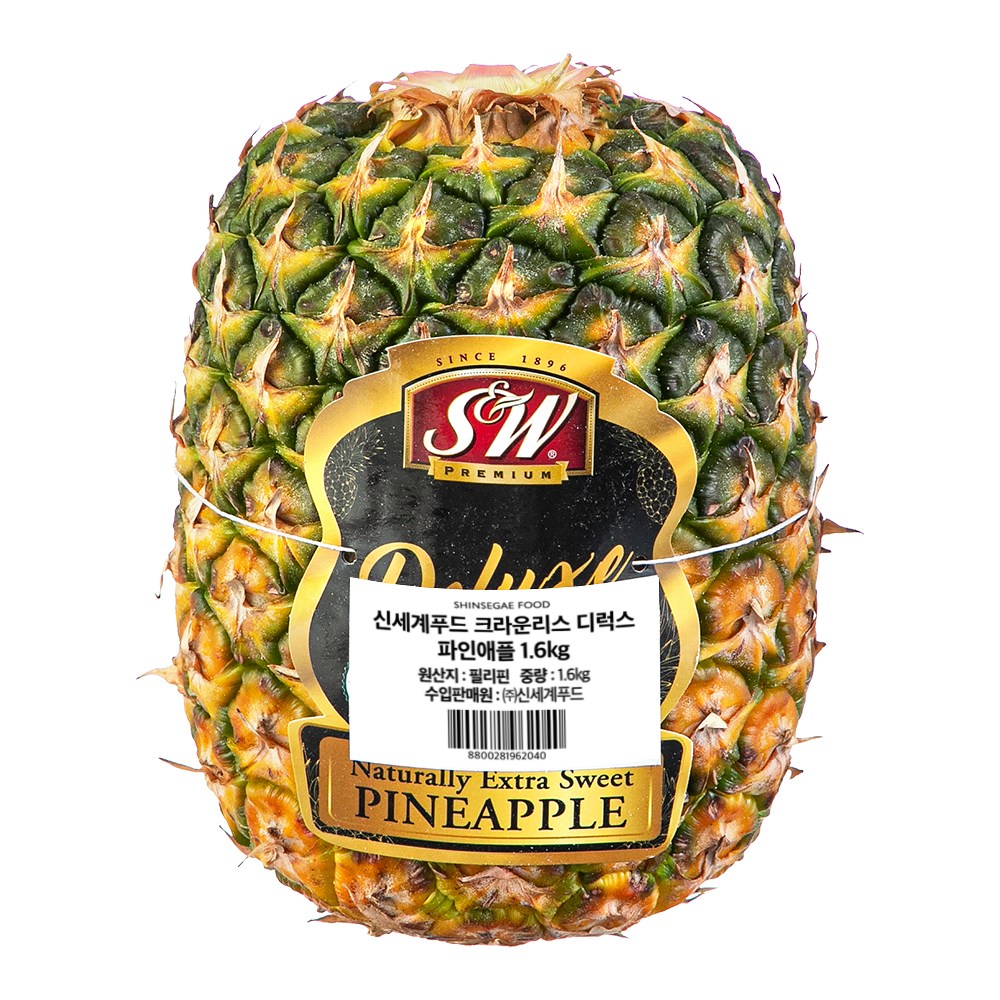 Sin Set Gyepudeu Keuraunriseu Direokseu Pineapple , 1 Pack , 1.6 kg (신세계푸드 크라운리스 디럭스 파인애플, 1개, 1.6kg)