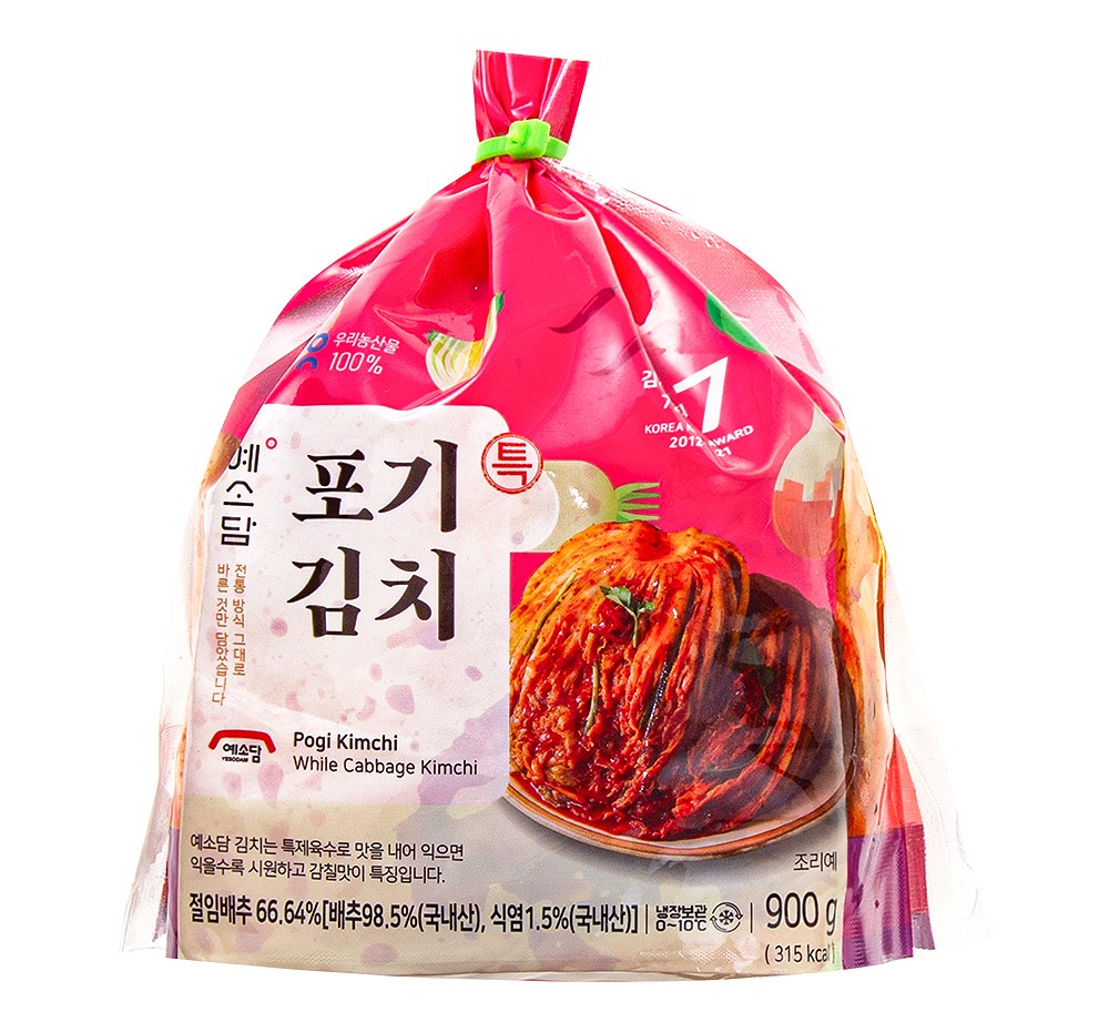 Yesodam Domestic Pear Chu Mandeun Teuk Packets Gi Kimchi , 900 g, 1 Pack (예소담 국내산 배추로 만든 특포기 김치, 900g, 1개)