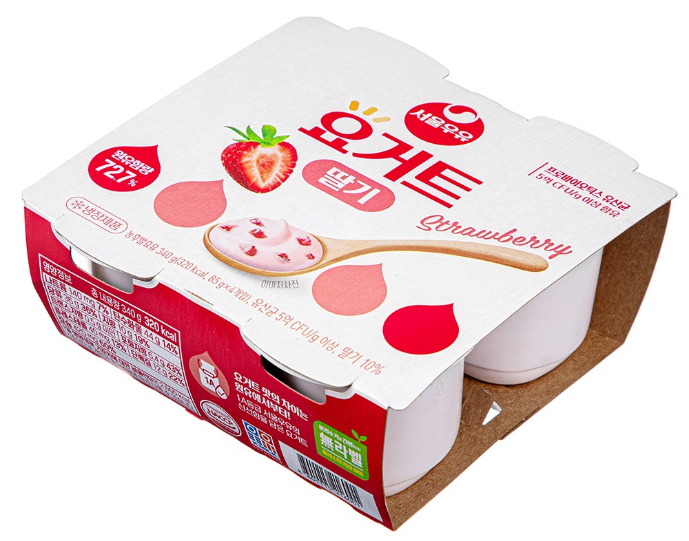 Seoul Milk Yogurt Strawberry , 85 g, 8 Pack (서울우유 요거트 딸기, 85g, 8개)