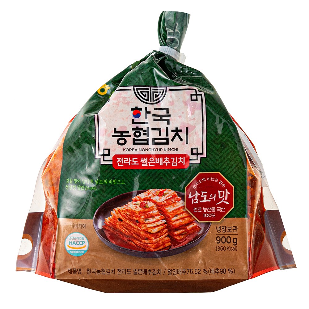 Guk Nonghyup Kimchi Jeonra Sseoleun Pear Chu Kimchi , 900 g, 1 Pack (한국농협김치 전라도 썰은배추김치, 900g, 1개)
