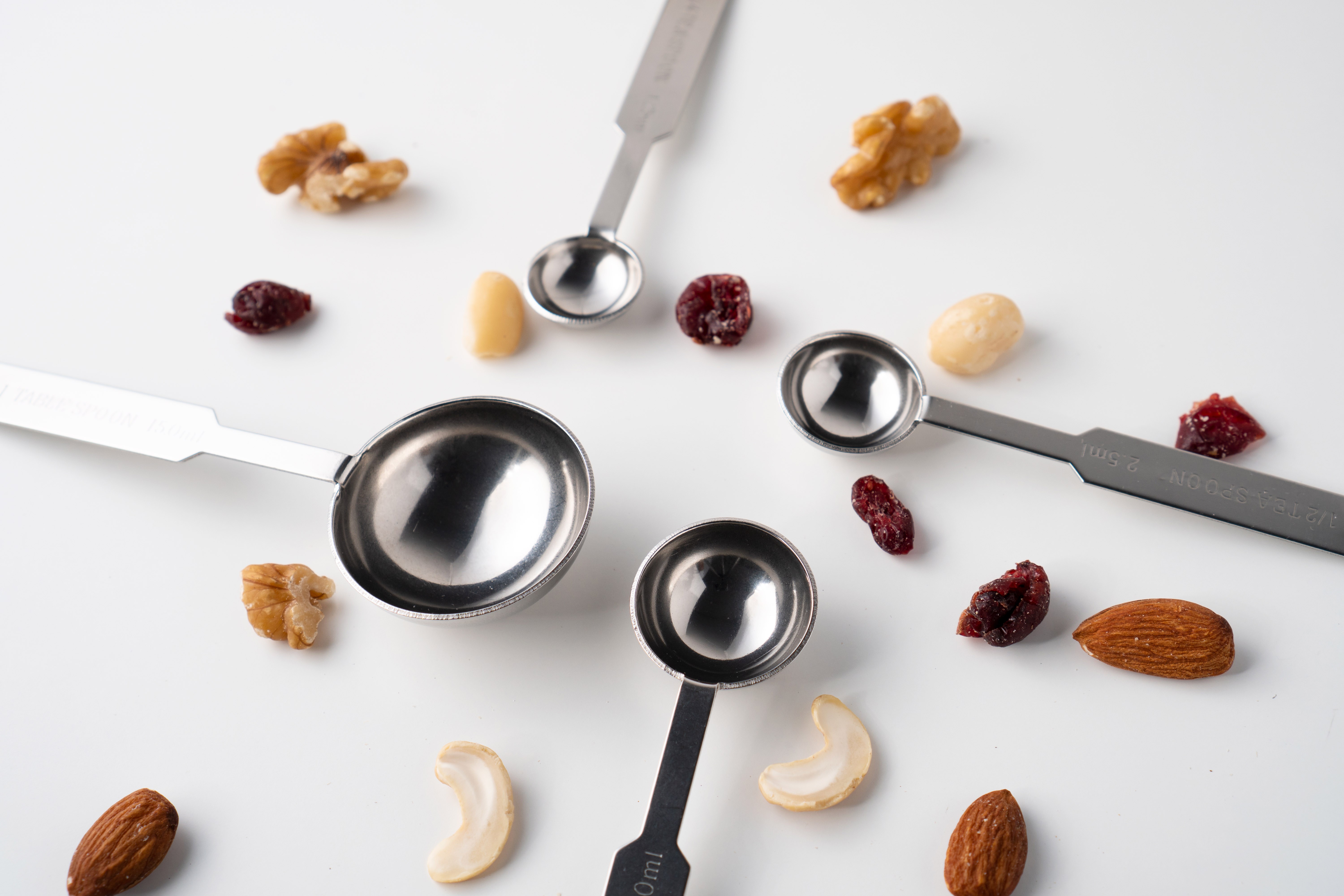 Jipsaram Stainless Gyeryang Silver Seupun 4 Types Set , 1 Set (집사람 스텐 계량 실버 스푼 4종 세트, 1세트)