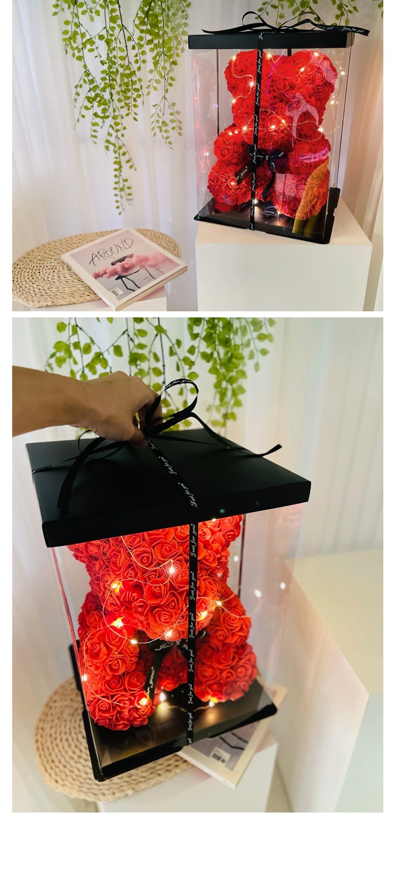 Reobeulripam Rose Beeo + Jeonyong Case + LED Jeongu + Reteoring Sheet Ji Set Joleop S, S Size , Abori , 1 Pack (러블리팜 로즈베어 + 전용케이스 + LED전구 + 레터링 시트지 세트 졸업 S, S사이즈, 아이보리, 1개)