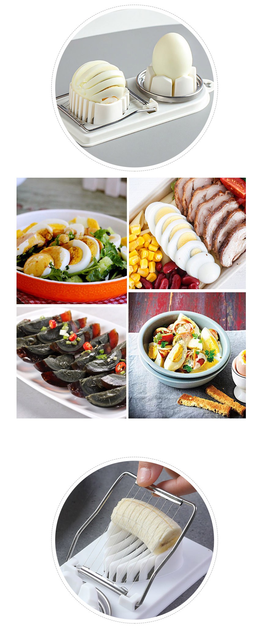 Monakoolribeu Dyueol Seul Rice Geukeoteo , White , 1 Pack (모나코올리브 듀얼 슬라이스 에그커터, 화이트, 1개)