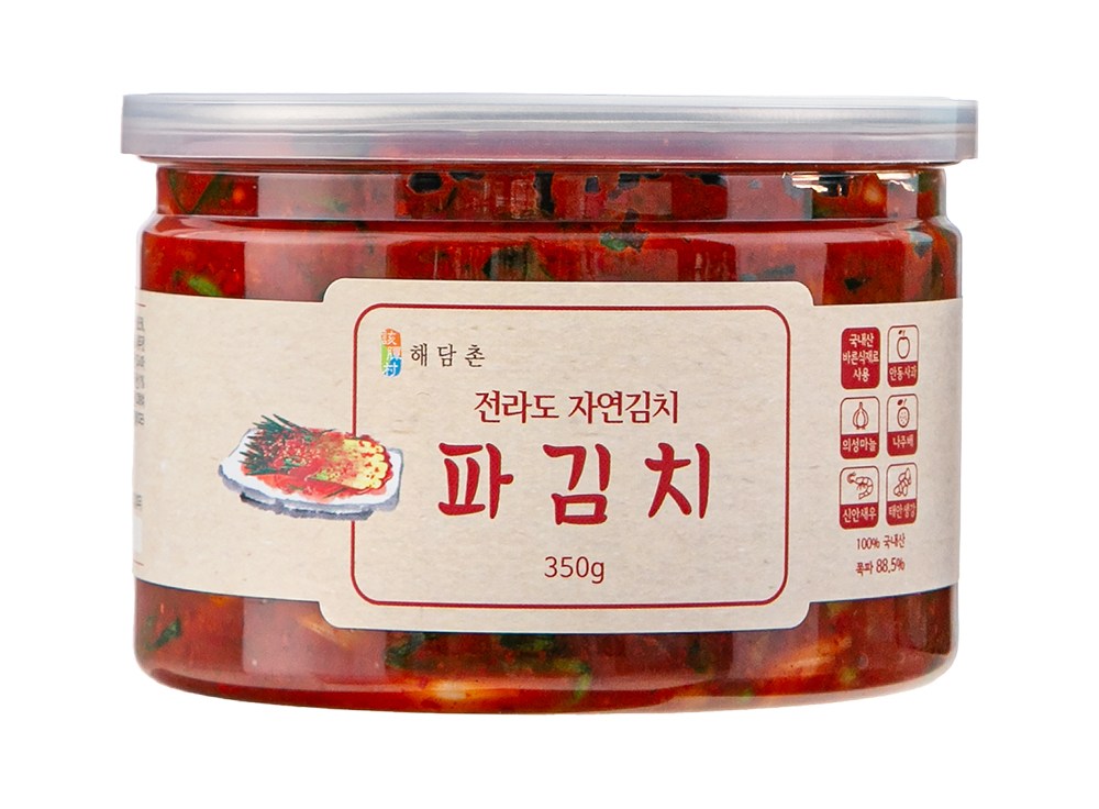 Haedam Village Jeon Whole Sikpum Injeung Pa Kimchi , 350 g, 1 Pack (해담촌 전통식품 인증 파김치, 350g, 1개)