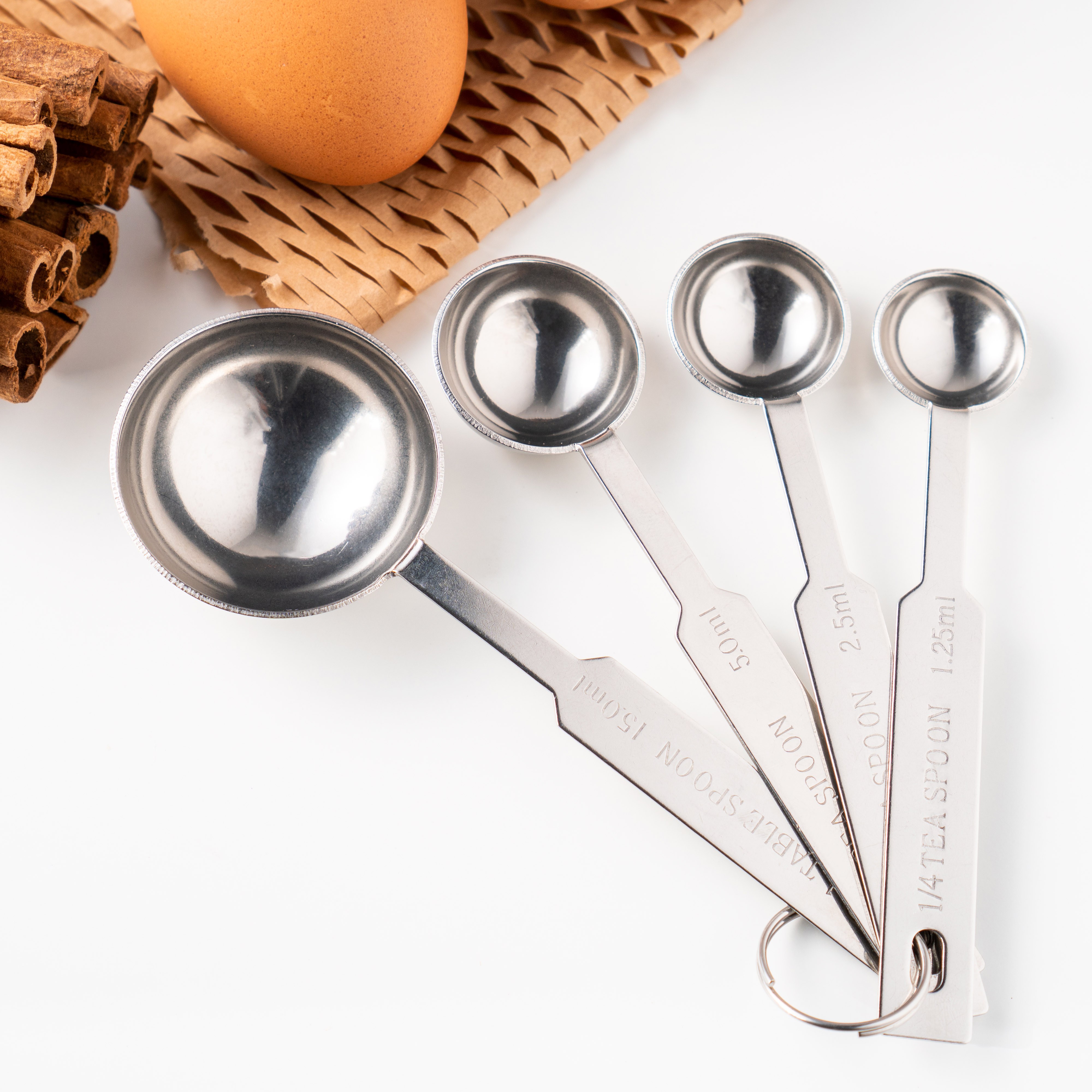 Jipsaram Stainless Gyeryang Silver Seupun 4 Types Set , 1 Set (집사람 스텐 계량 실버 스푼 4종 세트, 1세트)