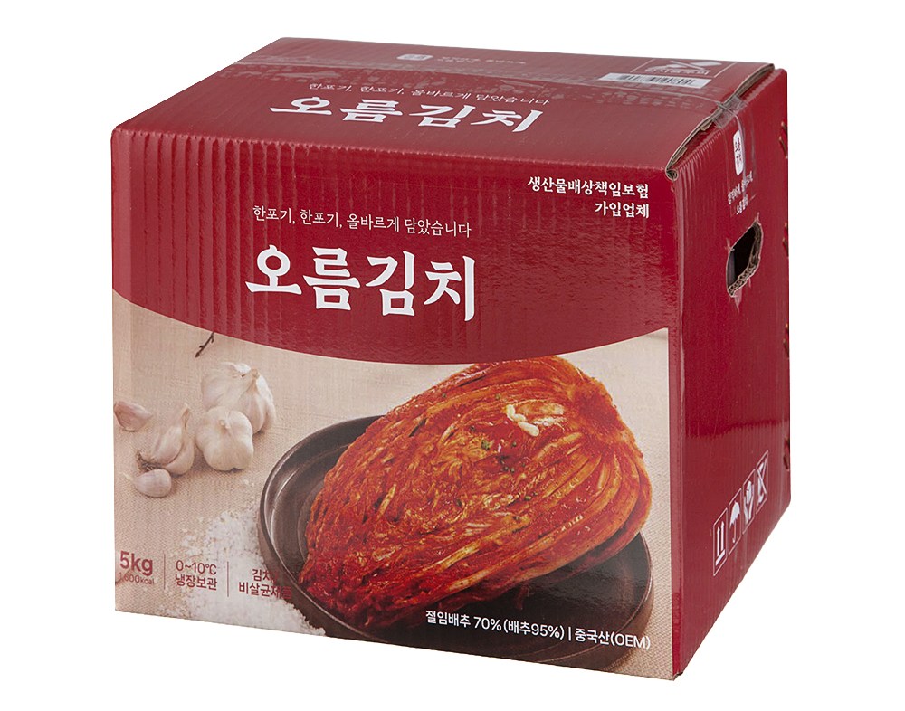 Oreum Kimchi Whole Napa Kimchi , 5 kg, 1 Pack (오름김치 포기김치, 5kg, 1개)
