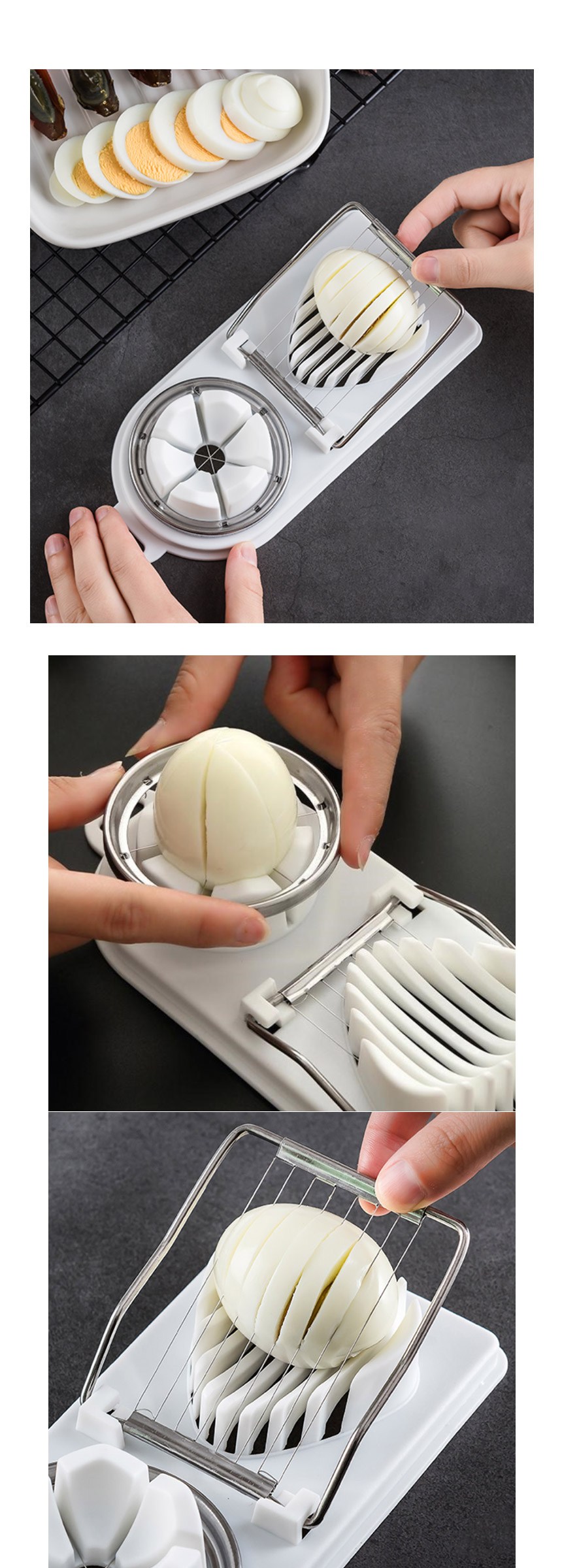 Monakoolribeu Dyueol Seul Rice Geukeoteo , White , 1 Pack (모나코올리브 듀얼 슬라이스 에그커터, 화이트, 1개)