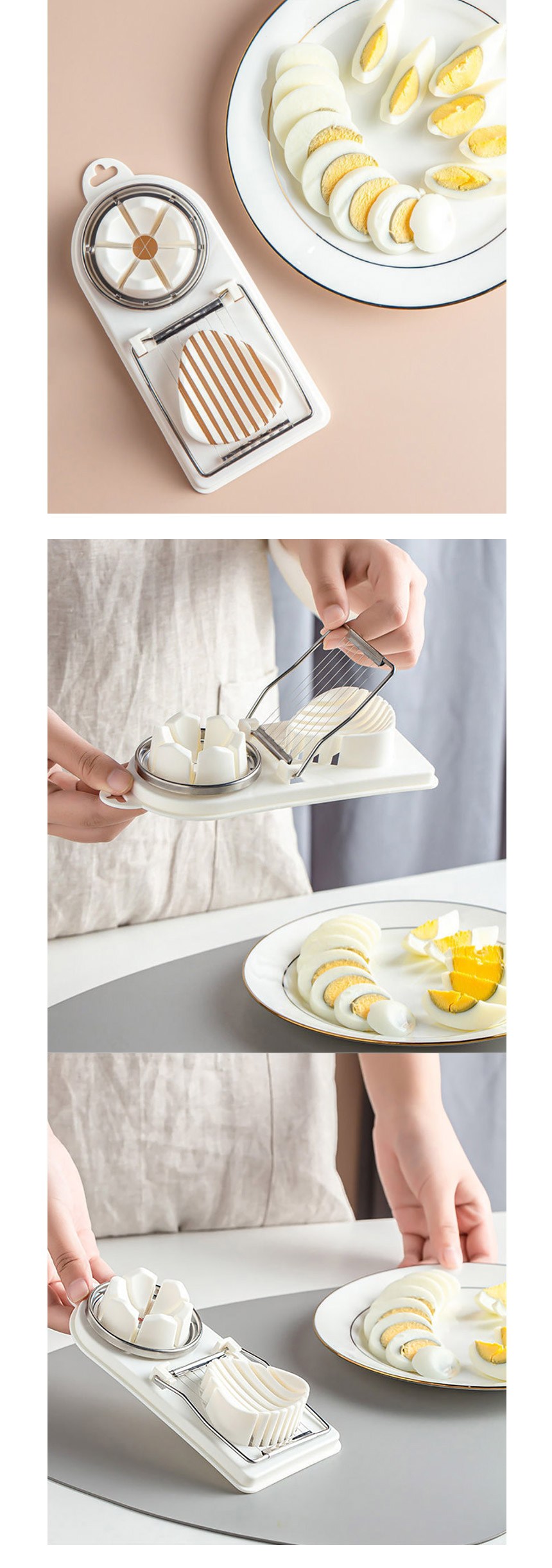Monakoolribeu Dyueol Seul Rice Geukeoteo , White , 1 Pack (모나코올리브 듀얼 슬라이스 에그커터, 화이트, 1개)
