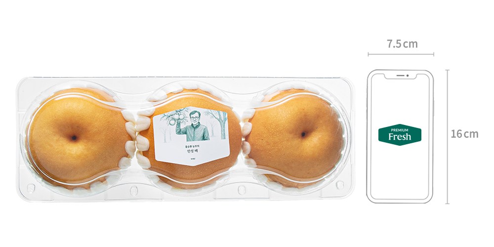 Hongseunghwan Nongbu Anseong Pear 3 Pack , 1.8 kg, 1 Pack (홍승환 농부의 안성 배 3입, 1.8kg, 1개)