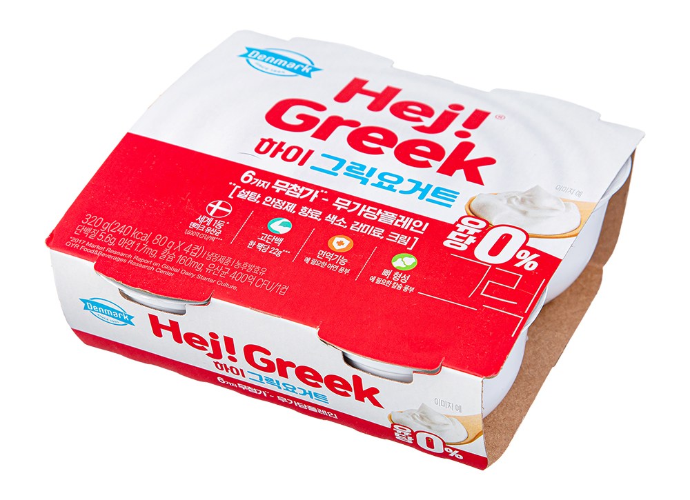 Denmakeu Dongwon Ha Geurik Yogurt Godanbaek Sugar-free Plain , 80 g, 4 Pack (덴마크 동원 하이 그릭요거트 고단백 무가당 플레인, 80g, 4개)